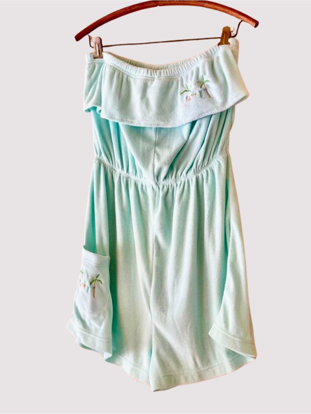 Vintage Palm Harbour Teal Terry Cloth Romper Coverup (XL)